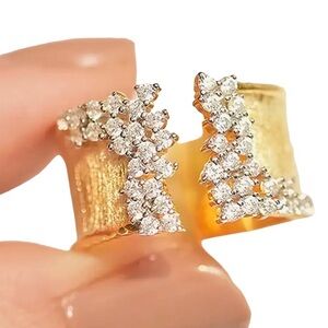 Gold Plated Cubic zirconia setting adjustable ring